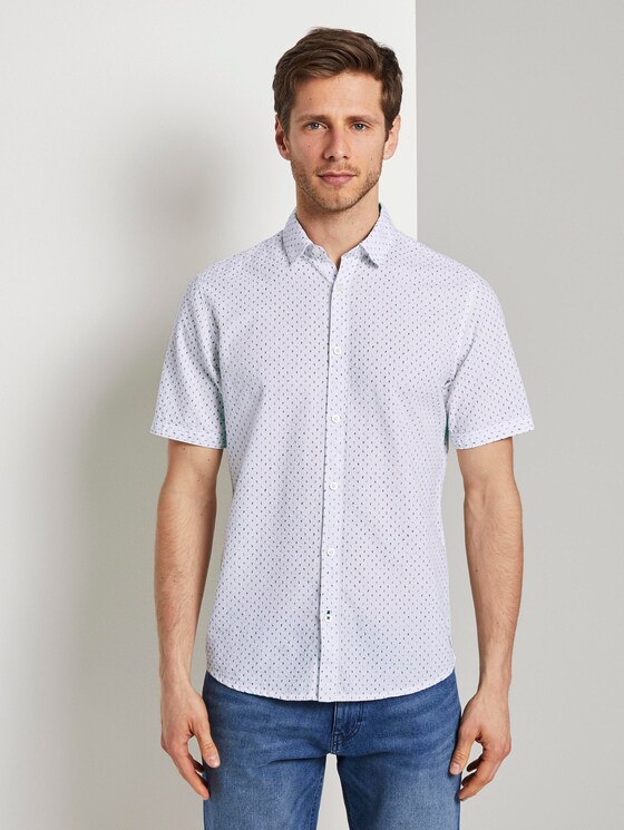 Gemustertes Kurzarm-Hemd - Männer - white navy cactus design Gemustertes Kurzarm-Hemd - Männer - white navy cactus design - 1 - TOM TAILOR