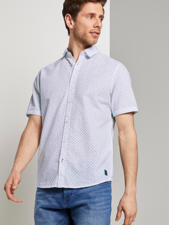 Gemustertes Kurzarm-Hemd - Männer - white navy cactus design Gemustertes Kurzarm-Hemd - Männer - white navy cactus design - 5 - TOM TAILOR