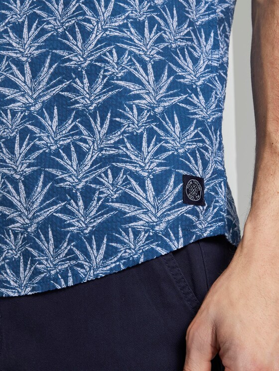 Patterned short-sleeved shirt - Men - navy white agave design Patterned short-sleeved shirt - Men - navy white agave design - 10 - TOM TAILOR