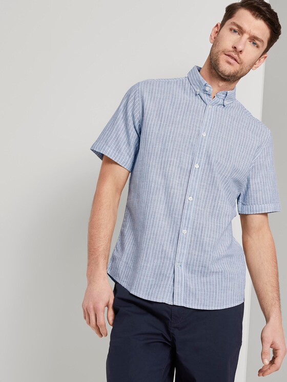 Kurzarm-Hemd mit Streifenmuster - Männer - blue turquoise stripe Kurzarm-Hemd mit Streifenmuster - Männer - blue turquoise stripe - 5 - TOM TAILOR