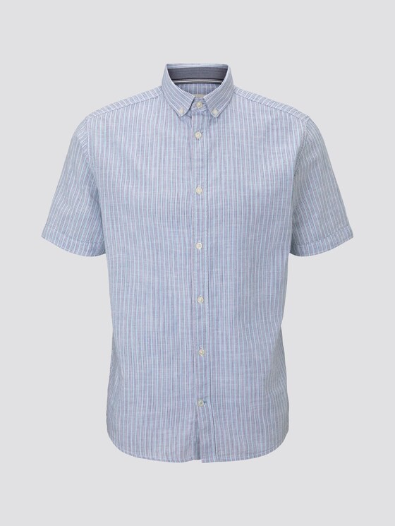 Kurzarm-Hemd mit Streifenmuster - Männer - blue turquoise stripe Kurzarm-Hemd mit Streifenmuster - Männer - blue turquoise stripe - 7 - TOM TAILOR