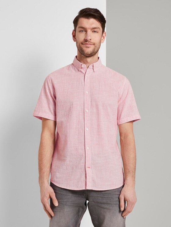 Kurzarm-Hemd mit Streifenmuster - Männer - orange white stripe Kurzarm-Hemd mit Streifenmuster - Männer - orange white stripe - 1 - TOM TAILOR