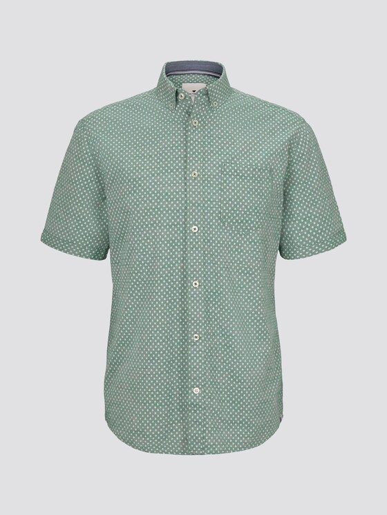 Gemustertes Kurzarm-Hemd mit Struktur - Männer - green strucure white design Gemustertes Kurzarm-Hemd mit Struktur - Männer - green strucure white design - 7 - TOM TAILOR