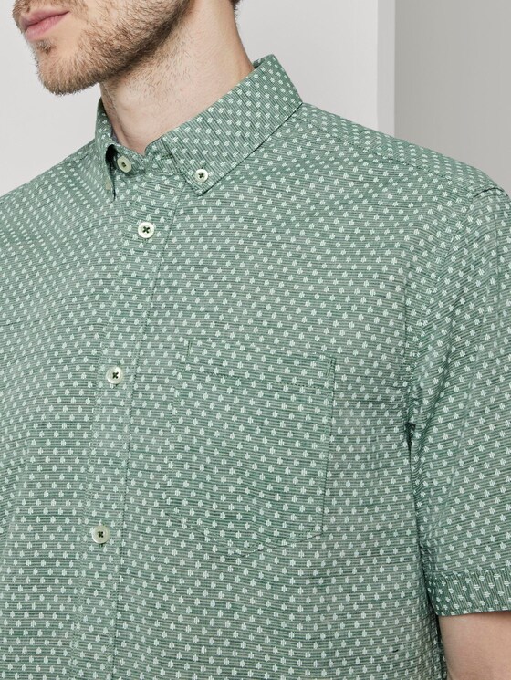 Gemustertes Kurzarm-Hemd mit Struktur - Männer - green strucure white design Gemustertes Kurzarm-Hemd mit Struktur - Männer - green strucure white design - 9 - TOM TAILOR