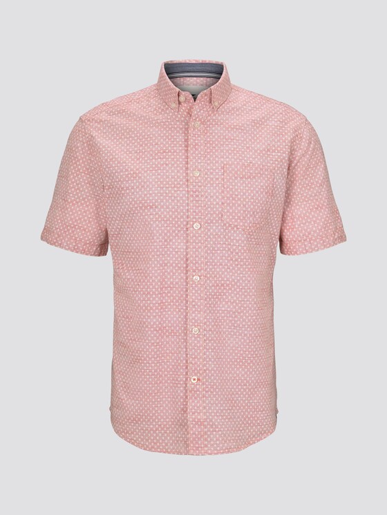 Patterned short-sleeved shirt with texture - Men - pale orange structur by design Patterned short-sleeved shirt with texture - Men - pale orange structur by design - 7 - TOM TAILOR