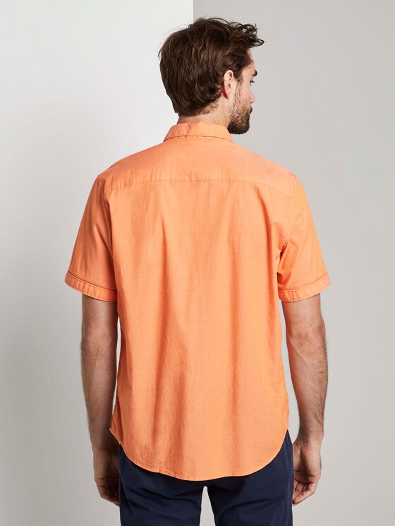 Schlichtes Kurzarm-Hemd mit Brusttasche - Männer - orange chambray Schlichtes Kurzarm-Hemd mit Brusttasche - Männer - orange chambray - 2 - TOM TAILOR
