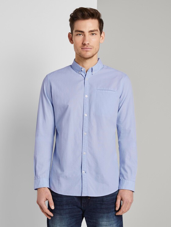 Hemd mit Leistentasche im Slim Fit - Männer - light blue white structure Hemd mit Leistentasche im Slim Fit - Männer - light blue white structure - 1 - TOM TAILOR