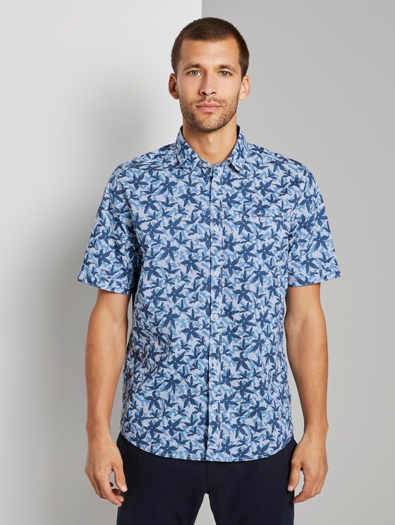 Gemustertes Hemd - Männer - white with blue flower design Gemustertes Hemd - Männer - white with blue flower design - 1 - TOM TAILOR