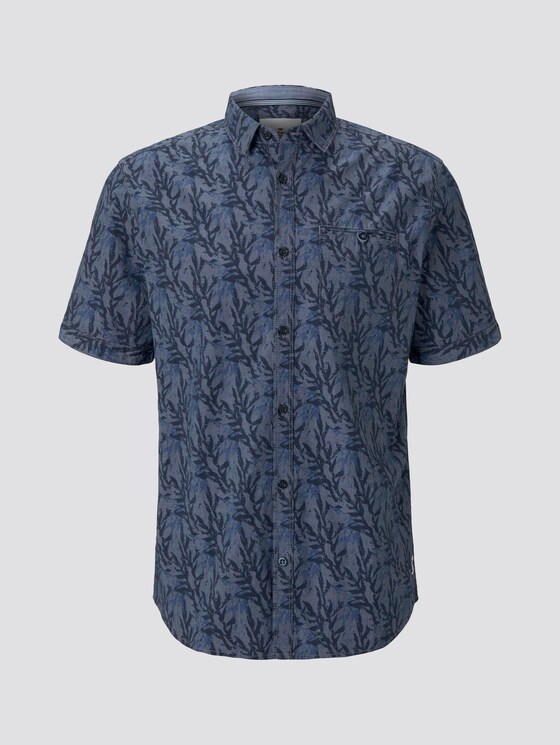 Patterned shirt - Men - navy tonal abstact kelp design Patterned shirt - Men - navy tonal abstact kelp design - 7 - TOM TAILOR