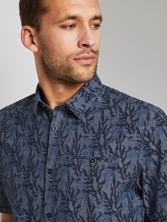 Patterned shirt - Men - navy tonal abstact kelp design Patterned shirt - Men - navy tonal abstact kelp design - 9 - TOM TAILOR