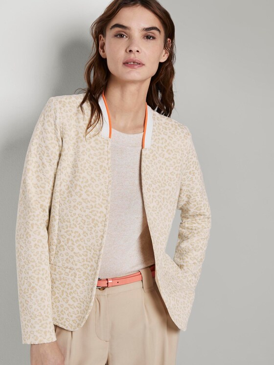 Gemusterter Blazer mit Konstraststreifen - Frauen - beige leo jacquard Gemusterter Blazer mit Konstraststreifen - Frauen - beige leo jacquard - 5 - TOM TAILOR