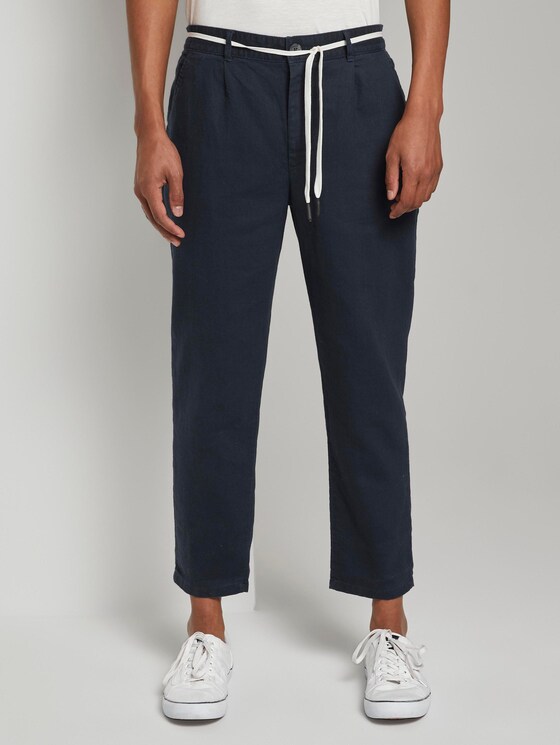 Relaxed Chinohose aus Leinengemisch mit Gürtel - Männer - Sky Captain Blue Relaxed Chinohose aus Leinengemisch mit Gürtel - Männer - Sky Captain Blue - 1 - TOM TAILOR Denim
