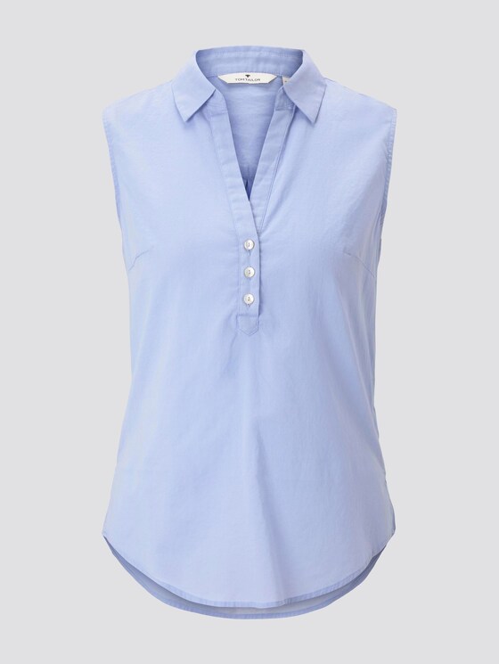 Ärmellose Henley-Bluse mit Seitenschlitzen - Frauen - Parisienne Blue Ärmellose Henley-Bluse mit Seitenschlitzen - Frauen - Parisienne Blue - 7 - TOM TAILOR