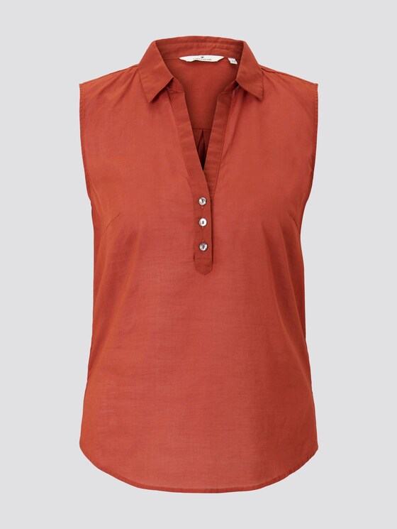 Ärmellose Henley-Bluse mit Seitenschlitzen - Frauen - Goji Orange Ärmellose Henley-Bluse mit Seitenschlitzen - Frauen - Goji Orange - 7 - TOM TAILOR