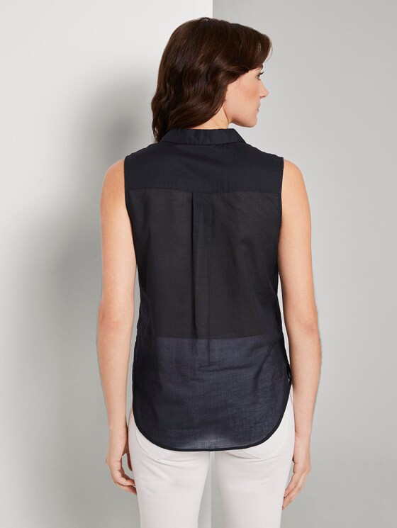 Ärmellose Henley-Bluse mit Seitenschlitzen - Frauen - deep black Ärmellose Henley-Bluse mit Seitenschlitzen - Frauen - deep black - 2 - TOM TAILOR