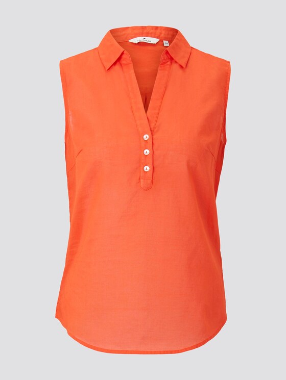 Ärmellose Henley-Bluse mit Seitenschlitzen - Frauen - strong flame orange Ärmellose Henley-Bluse mit Seitenschlitzen - Frauen - strong flame orange - 7 - TOM TAILOR