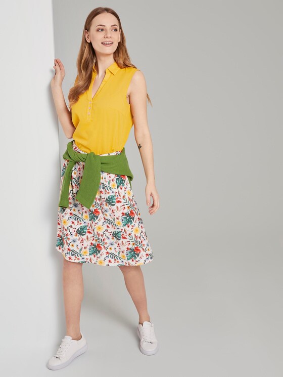 Ärmellose Henley-Bluse mit Seitenschlitzen - Frauen - deep golden yellow Ärmellose Henley-Bluse mit Seitenschlitzen - Frauen - deep golden yellow - 3 - TOM TAILOR