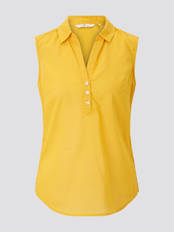 Ärmellose Henley-Bluse mit Seitenschlitzen - Frauen - deep golden yellow Ärmellose Henley-Bluse mit Seitenschlitzen - Frauen - deep golden yellow - 7 - TOM TAILOR