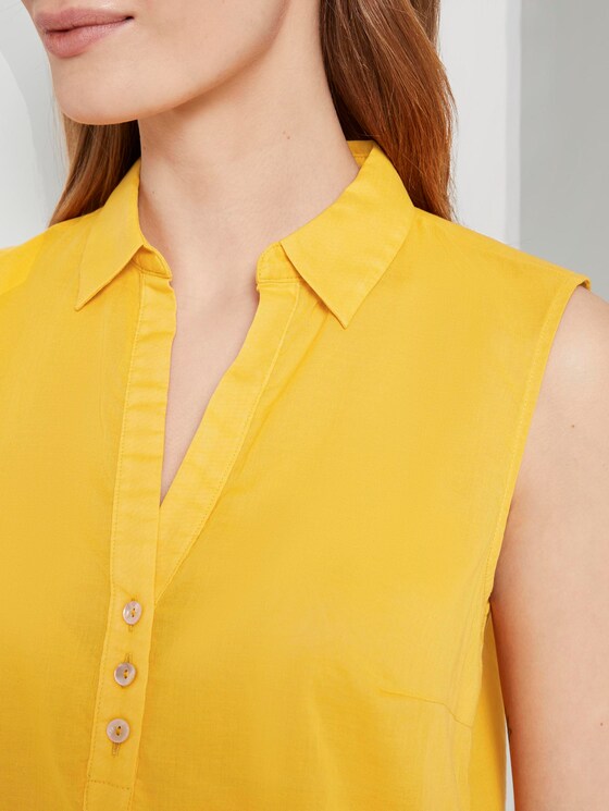 Ärmellose Henley-Bluse mit Seitenschlitzen - Frauen - deep golden yellow Ärmellose Henley-Bluse mit Seitenschlitzen - Frauen - deep golden yellow - 9 - TOM TAILOR