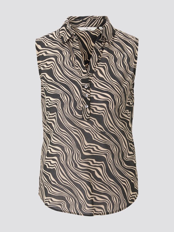 Ärmellose Henley-Bluse mit Seitenschlitzen - Frauen - black wavy design Ärmellose Henley-Bluse mit Seitenschlitzen - Frauen - black wavy design - 7 - TOM TAILOR