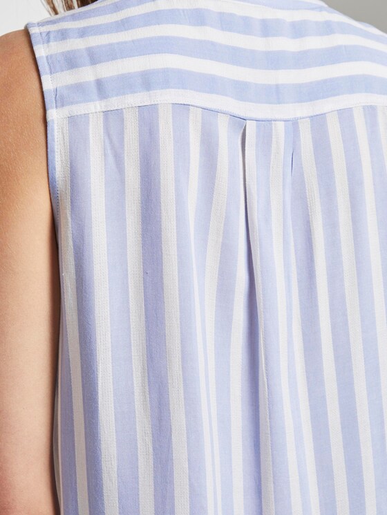 Sleeveless Henley blouse with stripes - Women - bleu offwhite vertical stripe Sleeveless Henley blouse with stripes - Women - bleu offwhite vertical stripe - 10 - TOM TAILOR