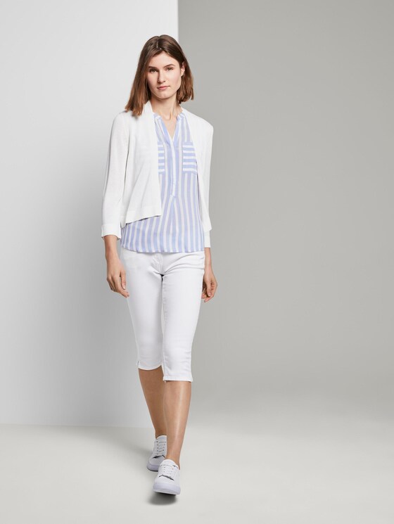Sleeveless Henley blouse with stripes - Women - bleu offwhite vertical stripe Sleeveless Henley blouse with stripes - Women - bleu offwhite vertical stripe - 3 - TOM TAILOR