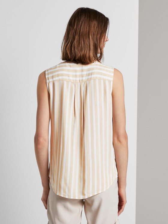 Ärmellose Henley-Bluse mit Streifenmusterung - Frauen - beige offwhite vertical stripe Ärmellose Henley-Bluse mit Streifenmusterung - Frauen - beige offwhite vertical stripe - 2 - TOM TAILOR