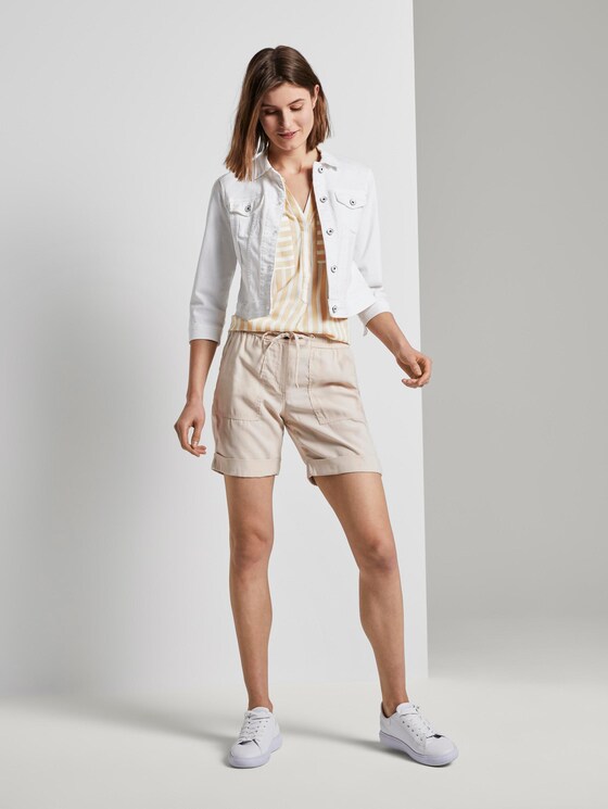 Ärmellose Henley-Bluse mit Streifenmusterung - Frauen - beige offwhite vertical stripe Ärmellose Henley-Bluse mit Streifenmusterung - Frauen - beige offwhite vertical stripe - 3 - TOM TAILOR