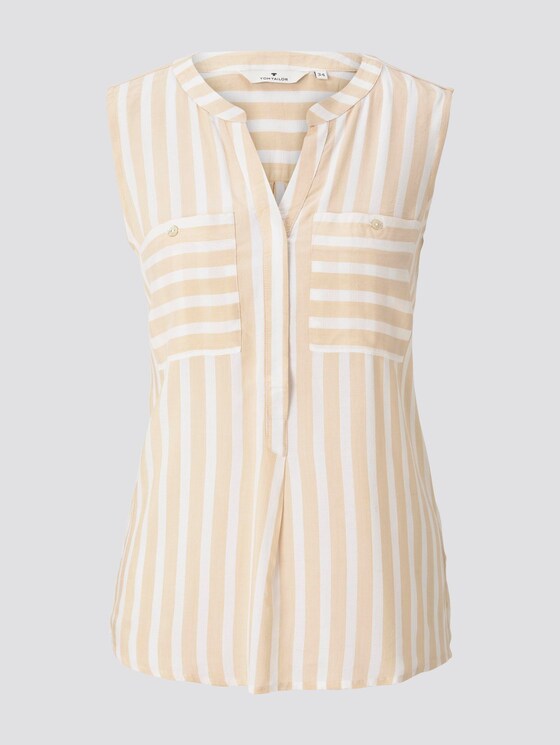Ärmellose Henley-Bluse mit Streifenmusterung - Frauen - beige offwhite vertical stripe Ärmellose Henley-Bluse mit Streifenmusterung - Frauen - beige offwhite vertical stripe - 7 - TOM TAILOR