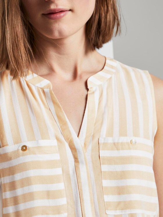 Ärmellose Henley-Bluse mit Streifenmusterung - Frauen - beige offwhite vertical stripe Ärmellose Henley-Bluse mit Streifenmusterung - Frauen - beige offwhite vertical stripe - 9 - TOM TAILOR