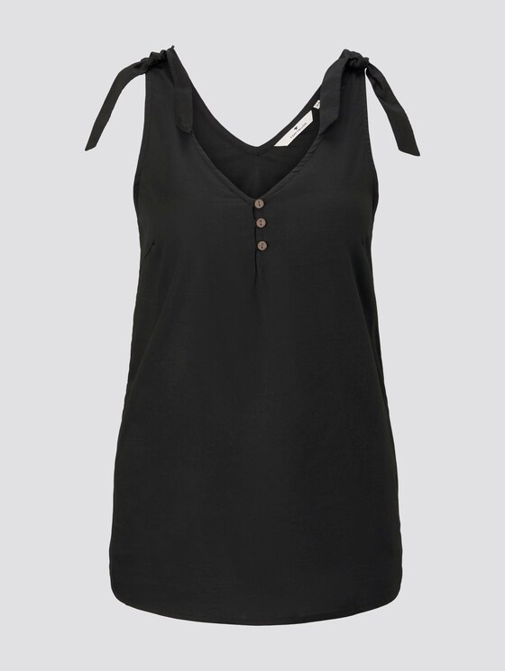 Blusen-Top mit Knotendetail und Knöpfung - Frauen - Deep Black Blusen-Top mit Knotendetail und Knöpfung - Frauen - Deep Black - 7 - TOM TAILOR