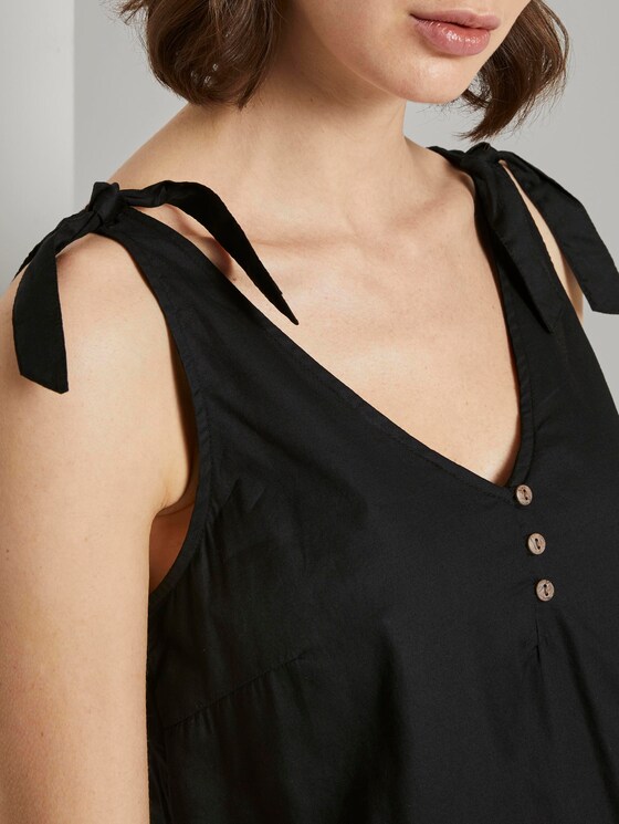 Blusen-Top mit Knotendetail und Knöpfung - Frauen - Deep Black Blusen-Top mit Knotendetail und Knöpfung - Frauen - Deep Black - 9 - TOM TAILOR