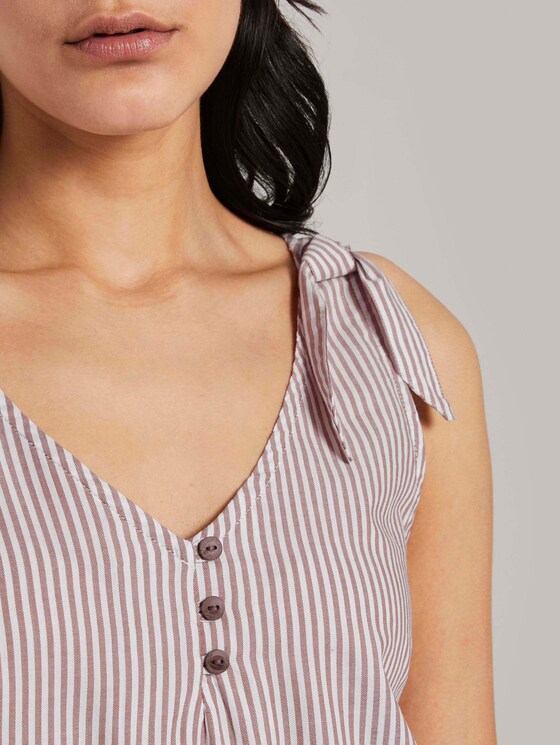 Blusen-Top mit Knotendetail und Knöpfung - Frauen - brown white vertical stripe Blusen-Top mit Knotendetail und Knöpfung - Frauen - brown white vertical stripe - 10 - TOM TAILOR
