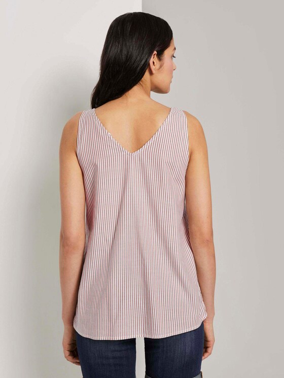 Blusen-Top mit Knotendetail und Knöpfung - Frauen - brown white vertical stripe Blusen-Top mit Knotendetail und Knöpfung - Frauen - brown white vertical stripe - 2 - TOM TAILOR