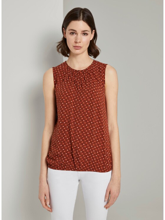 Blusen-Top mit elastischem Bund - Frauen - brown geometric design Blusen-Top mit elastischem Bund - Frauen - brown geometric design - 1 - TOM TAILOR