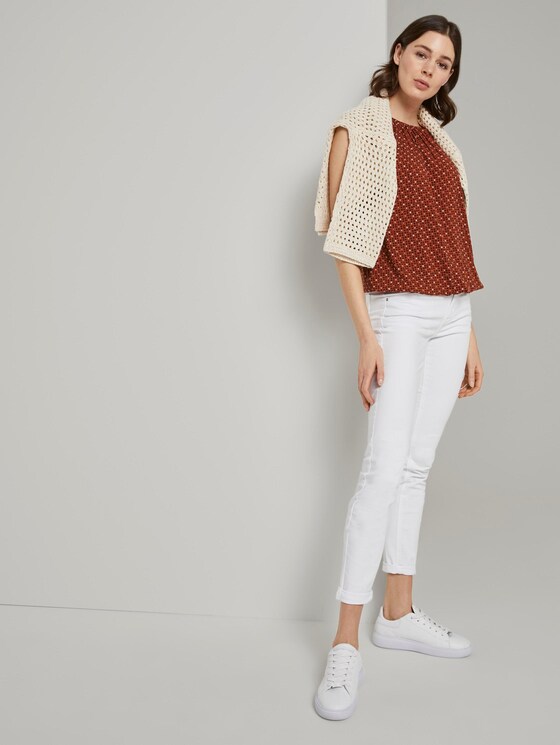 Blusen-Top mit elastischem Bund - Frauen - brown geometric design Blusen-Top mit elastischem Bund - Frauen - brown geometric design - 3 - TOM TAILOR