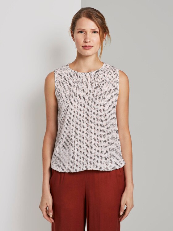 Blusen-Top mit elastischem Bund - Frauen - white geometric design Blusen-Top mit elastischem Bund - Frauen - white geometric design - 1 - TOM TAILOR