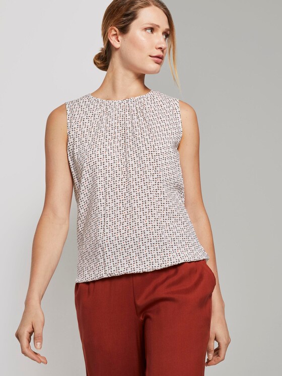 Blusen-Top mit elastischem Bund - Frauen - white geometric design Blusen-Top mit elastischem Bund - Frauen - white geometric design - 5 - TOM TAILOR