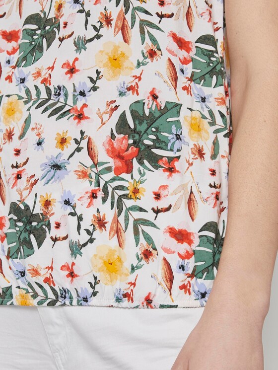 Blusen-Top mit elastischem Bund - Frauen - white watercolor flower design Blusen-Top mit elastischem Bund - Frauen - white watercolor flower design - 10 - TOM TAILOR