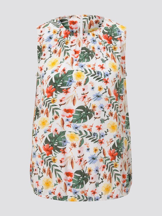 Blusen-Top mit elastischem Bund - Frauen - white watercolor flower design Blusen-Top mit elastischem Bund - Frauen - white watercolor flower design - 7 - TOM TAILOR