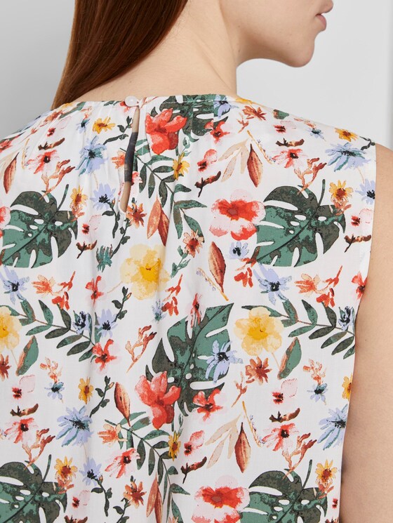 Blusen-Top mit elastischem Bund - Frauen - white watercolor flower design Blusen-Top mit elastischem Bund - Frauen - white watercolor flower design - 9 - TOM TAILOR