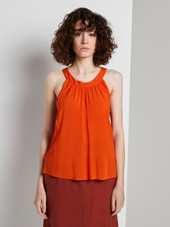 Blouse with a halter collar - Women - strong flame orange Blouse with a halter collar - Women - strong flame orange - 1 - TOM TAILOR