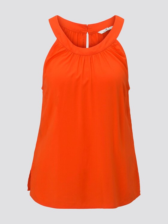 Blouse with a halter collar - Women - strong flame orange Blouse with a halter collar - Women - strong flame orange - 7 - TOM TAILOR