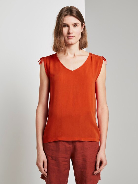 Ärmellose Bluse mit Schulterdetail - Frauen - strong flame orange Ärmellose Bluse mit Schulterdetail - Frauen - strong flame orange - 1 - TOM TAILOR