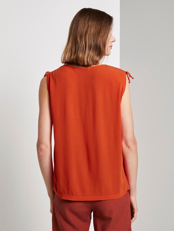 Ärmellose Bluse mit Schulterdetail - Frauen - strong flame orange Ärmellose Bluse mit Schulterdetail - Frauen - strong flame orange - 2 - TOM TAILOR