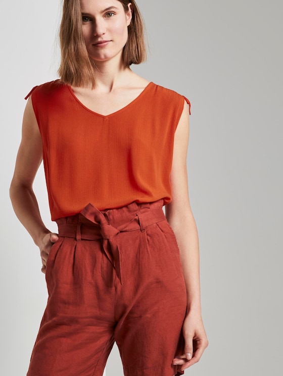 Ärmellose Bluse mit Schulterdetail - Frauen - strong flame orange Ärmellose Bluse mit Schulterdetail - Frauen - strong flame orange - 5 - TOM TAILOR