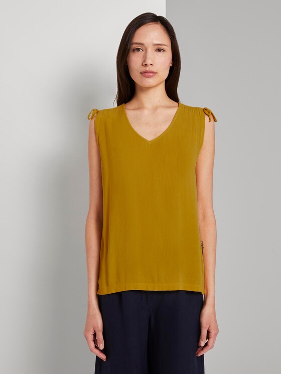 Ärmellose Bluse mit Schulterdetail - Frauen - deep golden yellow Ärmellose Bluse mit Schulterdetail - Frauen - deep golden yellow - 1 - TOM TAILOR