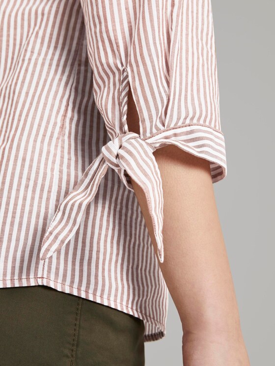 Off-the-shoulder Carmen blouse with knotted details - Women - brown white vertical stripe Off-the-shoulder Carmen blouse with knotted details - Women - brown white vertical stripe - 10 - TOM TAILOR