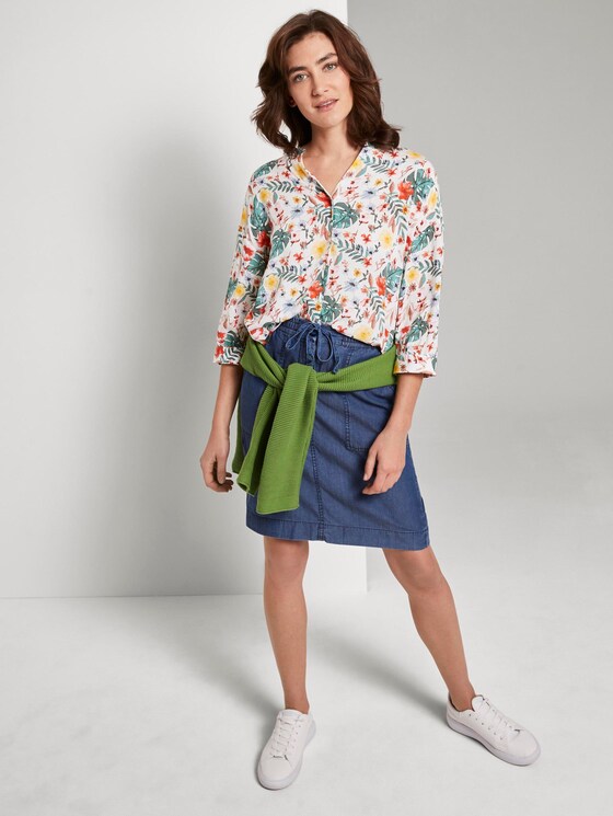 Gemusterte Bluse im Loose Fit - Frauen - white watercolor flower design Gemusterte Bluse im Loose Fit - Frauen - white watercolor flower design - 3 - TOM TAILOR