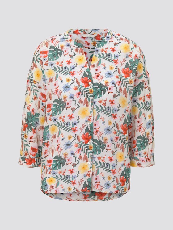 Gemusterte Bluse im Loose Fit - Frauen - white watercolor flower design Gemusterte Bluse im Loose Fit - Frauen - white watercolor flower design - 7 - TOM TAILOR